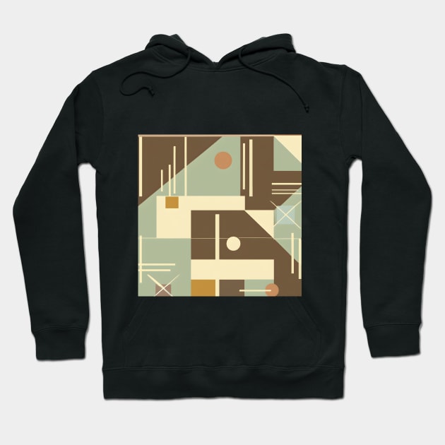 Earthy Tones in Abstract Shapes: Vintage-Inspired Geometric Design. Hoodie by Zenflow